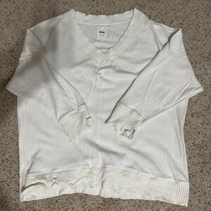 Aerie white v neck pullover. Size L.